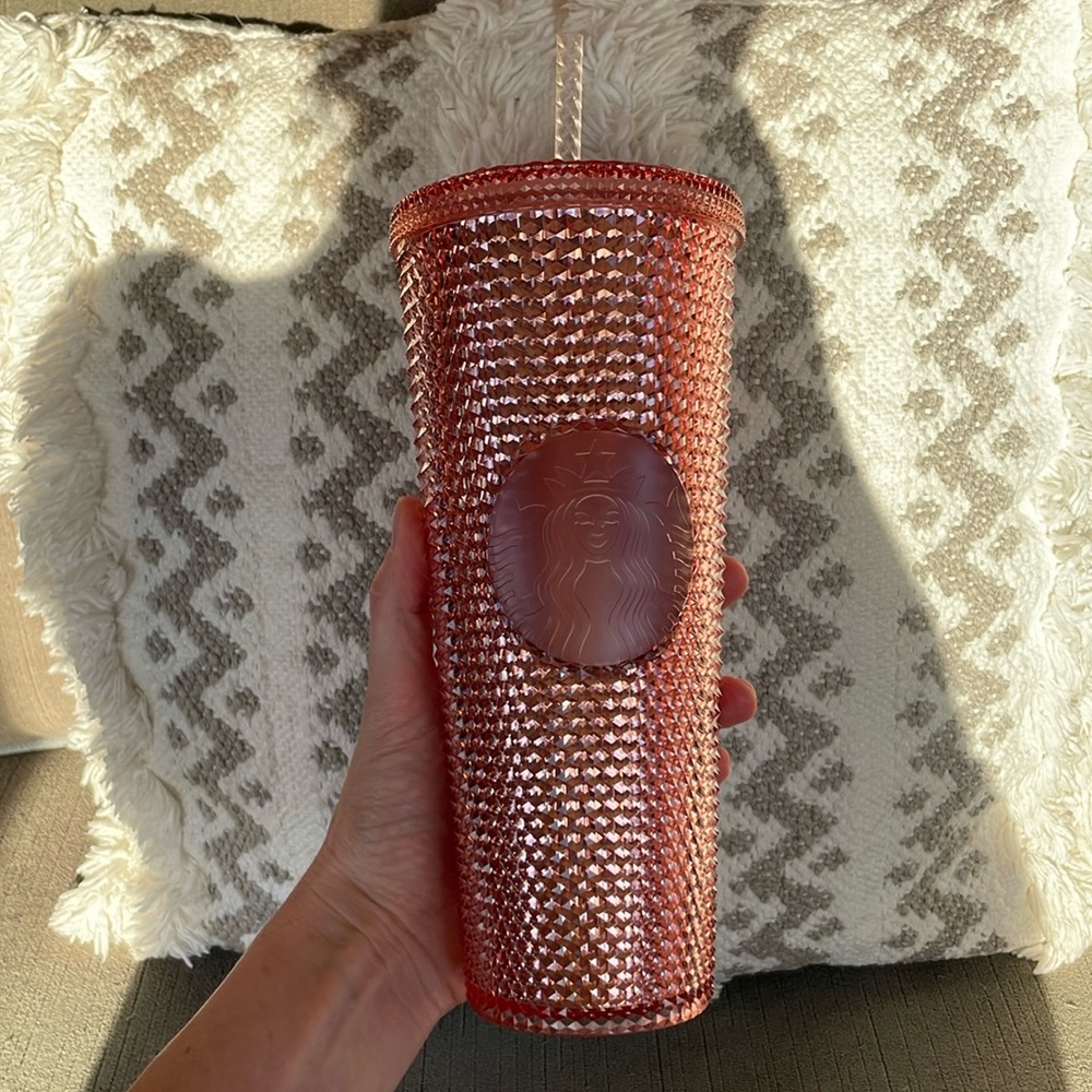 RARE Starbucks Rose Gold Studded Cold Cup Tumbler Venti 24oz Spike Hologram 2019